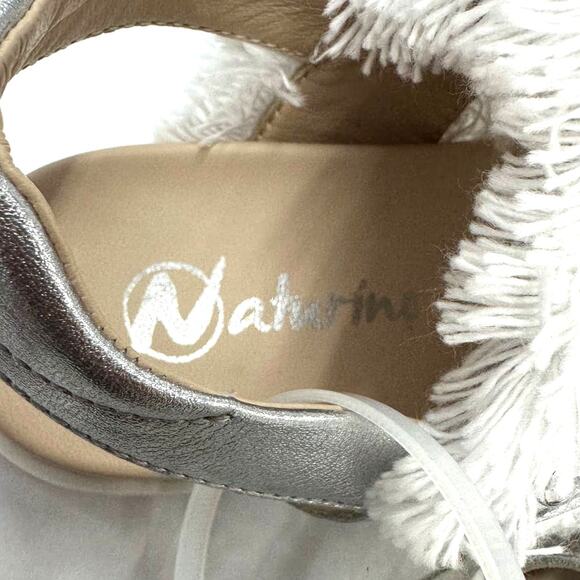 Naturino Girls White Fringe Silver Studded Rhinestone Sandals eu 26  us 9.5 - Picture 5 of 5